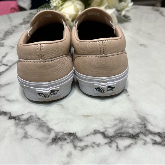 Vans Pink Leather Slip Ons - Picture 7 of 8